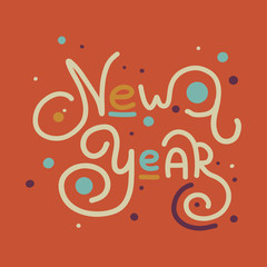 Happy New Year lettering art deco style template. Vector illustration