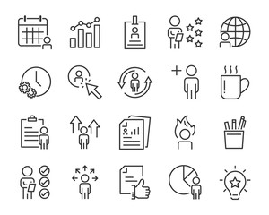 Fototapeta premium set of work icons, such as working, career, job, search, person, recruitment and more