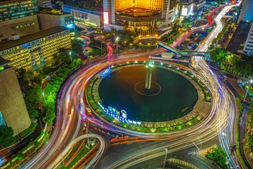 Rolgordijnen Stadsgebouw Jakarta Iconic Monument Business District Skyline