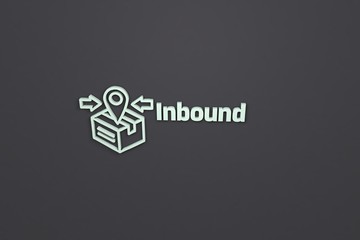 3D illustration of Inbound, light green color and light green text with dark background.