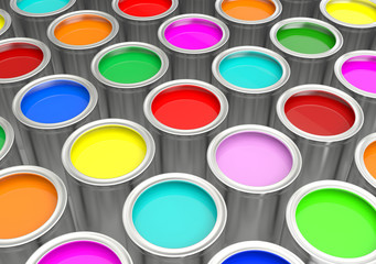 Pots de peinture couleurs