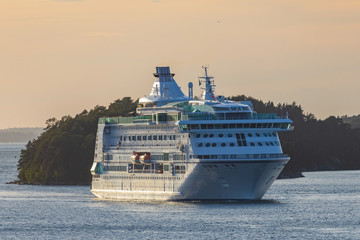 Cruise liner leaving Stockholm port. Sweeden.