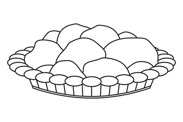 Line art black and white pastry plate