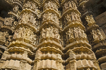 Fototapeta na wymiar KANDARIYA MAHADEV TEMPLE, Platform - Sculpture, Western Group, Khajuraho, Madhya Pradesh, UNESCO World Heritage Site
