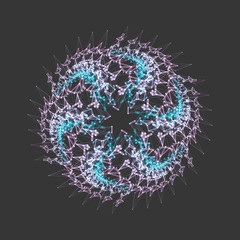 Sphere. Illustration with connected lines and dots. Abstract grid design. Connection structure. Vector illustration for science, chemistry or education.