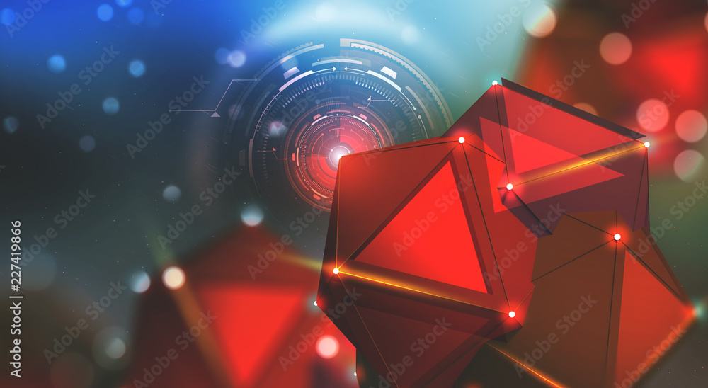 Fototapete Artificial Intelligence. Observation, data collection and protection. Big Data Concept. Computer Mind and Quantum Architecture 3D Illustration