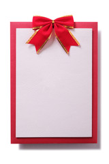 Christmas card red bow decoration vertical