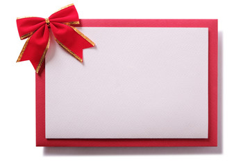 Christmas card red bow decoration horizontal
