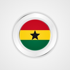 Ghana flag in glossy vector icon.