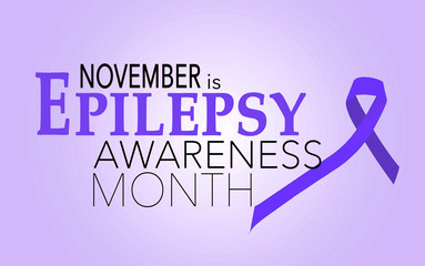 November is epilepsy awareness month background with lavander colored ribbon
