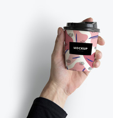 Colorful takeaway coffee cup mockup design