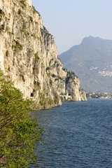 steep rocks on lakeside, near Riva del Garda, Italy