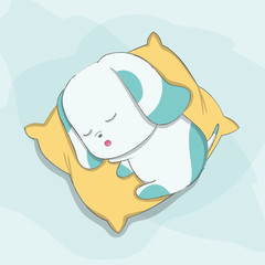 Cute dog sleep animal character cartoon hand drawn.