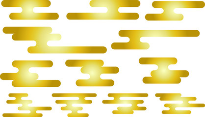 Gold Japanese style deformed cloud set