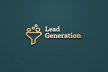 Illustration of Lead Generation with orange text on blue background