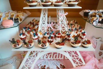 Food Catering Cuisine Culinary Gourmet Buffet Party Concept. variety dessert cakes with tasty buffet