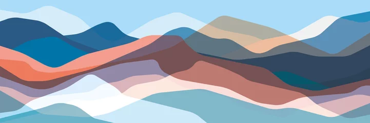 Fotobehang Lichtblauw Kleur bergen, doorschijnende golven, abstracte glasvormen, moderne achtergrond, vector design Illustratie voor je project