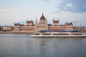 Fototapeta premium travel and european tourism concept. Budapest, Hungary. Hungarian Parliament Building over Danube River.