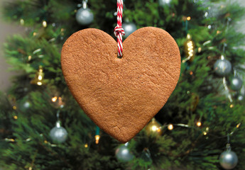 Christmas baking. Making heart shaped christmas gingerbread cookies at home.