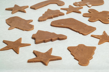 Making christmas gingerbread cookies at home. Christmas baking.