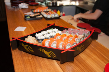set of different sushi
