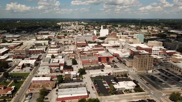 Aerial View Over Springfield Missouri Downtown City Skyline