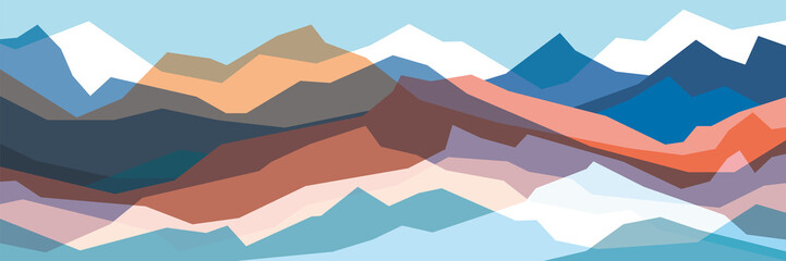 Color mountains, translucent waves, abstract glass shapes, modern background, vector design Illustration for you project