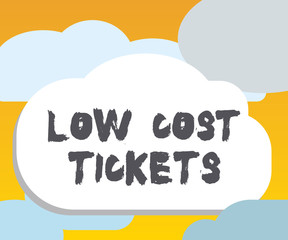 Word writing text Low Cost Tickets. Business concept for small paper bought to provide access to service or show.