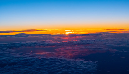   sunset top view clouds.