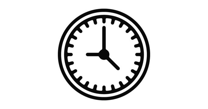 Clock line icon motion graphic animation with alpha channel.