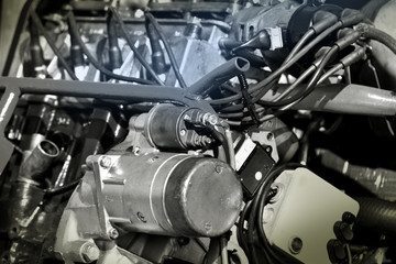 Motor engine closeup background