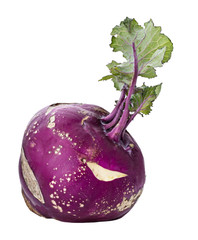 Purple kohlrabi isolated on white background. Clipping path