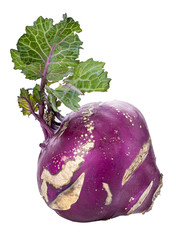Purple kohlrabi isolated on white background. Clipping path
