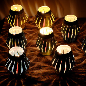lantern with candle in night