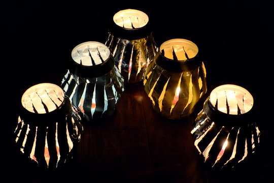 lantern with candle in night