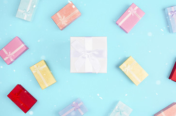 Gift box on colorful background