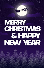 Merry Christmas and Happy New Year card with Santa Claus.