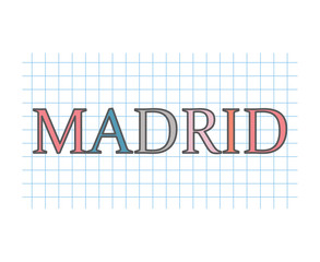 Madrid on checkered paper texture- vector illustration