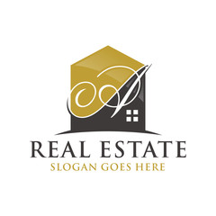 Letter A home initial logo template