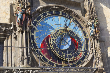 Fototapeta na wymiar Historical medieval astronomical Clock in Prague on Old Town Hall , Czech Republic