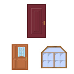 Vector illustration of door and front icon. Collection of door and wooden stock vector illustration.