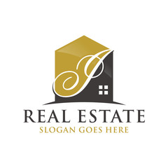 Letter I home initial logo template