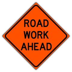 road sign in United States: Workers in road ahead - side road work ahead - road work