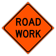 road sign in United States: Workers in road ahead - side road work ahead - road work