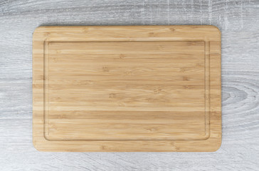 an empty wooden kitchen table on the table
