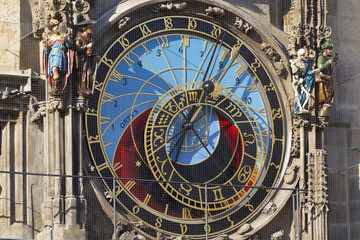 Historical medieval astronomical Clock in Prague on Old Town Hall , Czech Republic