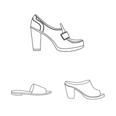 Vector design of footwear and woman sign. Collection of footwear and foot vector icon for stock.