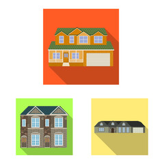 Vector design of building and front logo. Collection of building and roof vector icon for stock.