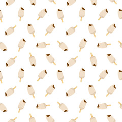 Minimal simple ice cream vector seamless pattern. White chocolate icecream background for greeting cards, prints, wrapping paper design and other.