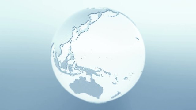 World globe made of glass with hexagon texture continents. UHD seamless loop